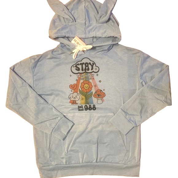 STAY mental health graphic ear hoodie sweatshirt size small - Picture 5 of 8